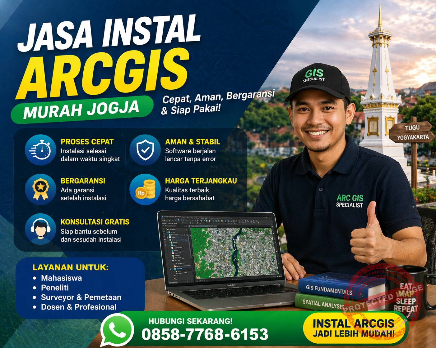 jasa instal ArcGIS murah Jogja teknisi instal software GIS laptop Yogyakarta