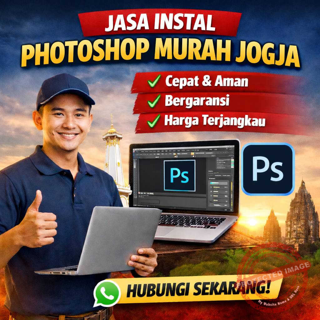 jasa instal Photoshop murah Jogja teknisi instal software Adobe Photoshop laptop