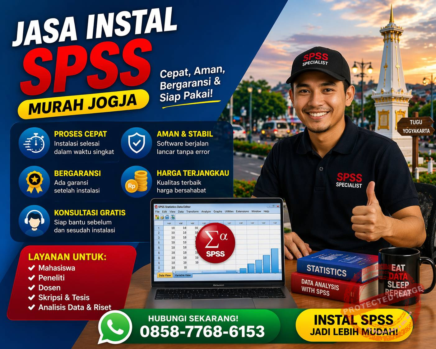 jasa instal SPSS murah Jogja teknisi instal software statistik laptop Yogyakarta