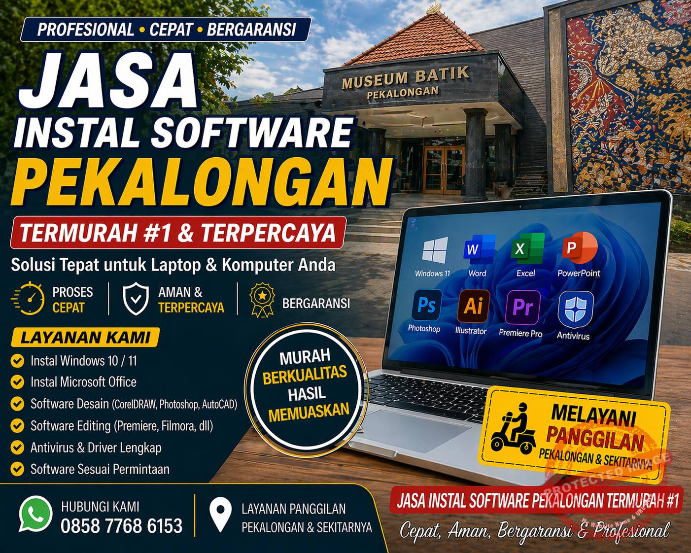 jasa instal software pekalongan termurah #1 teknisi komputer di museum batik pekalongan cepat profesional dan bergaransi bisa remote