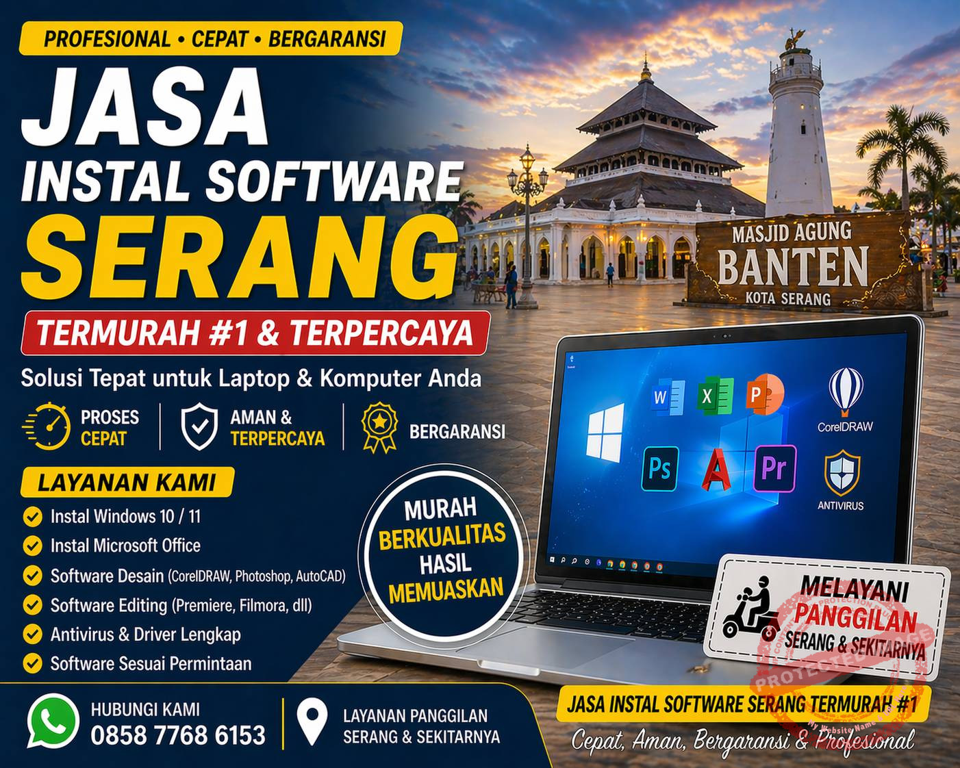 jasa instal software serang termurah teknisi komputer di masjid agung banten cepat profesional dan bergaransi