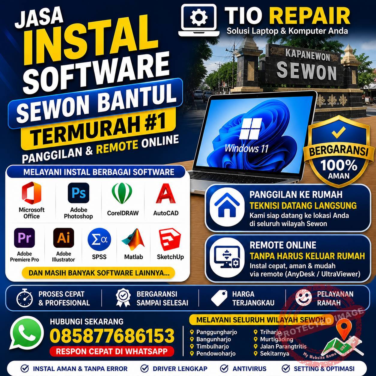 Jasa instal software Sewon Bantul termurah cepat dan terpercaya oleh Tio Repair bisa panggilan dan remote online