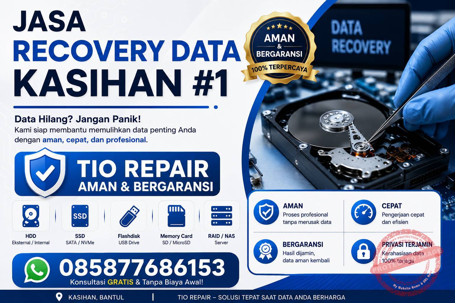 Jasa recovery data Kasihan #1 Tio Repair layanan recovery laptop komputer harddisk flashdisk Bantul