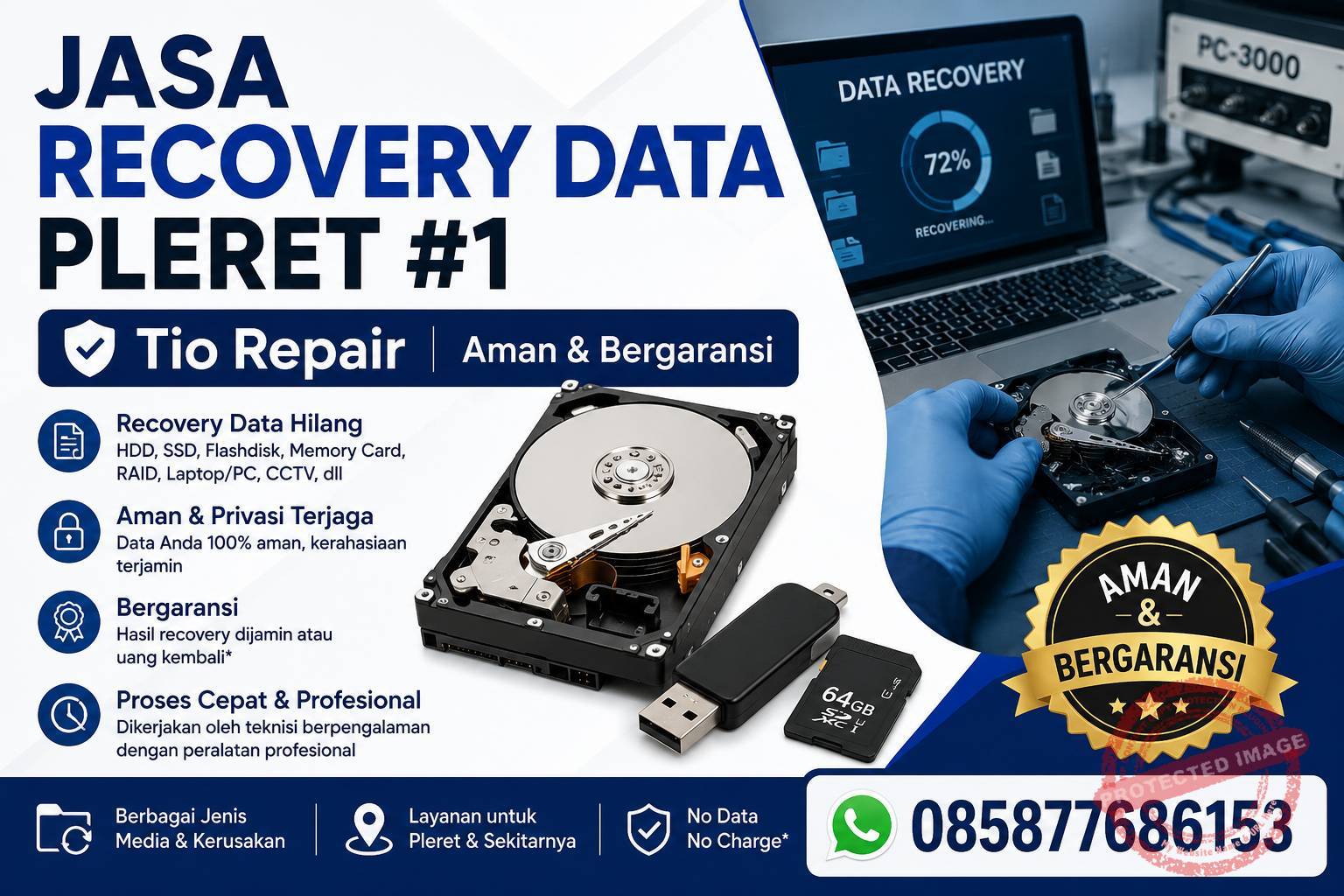 Jasa recovery data Pleret #1 Tio Repair layanan recovery laptop komputer harddisk flashdisk Bantul terpercaya