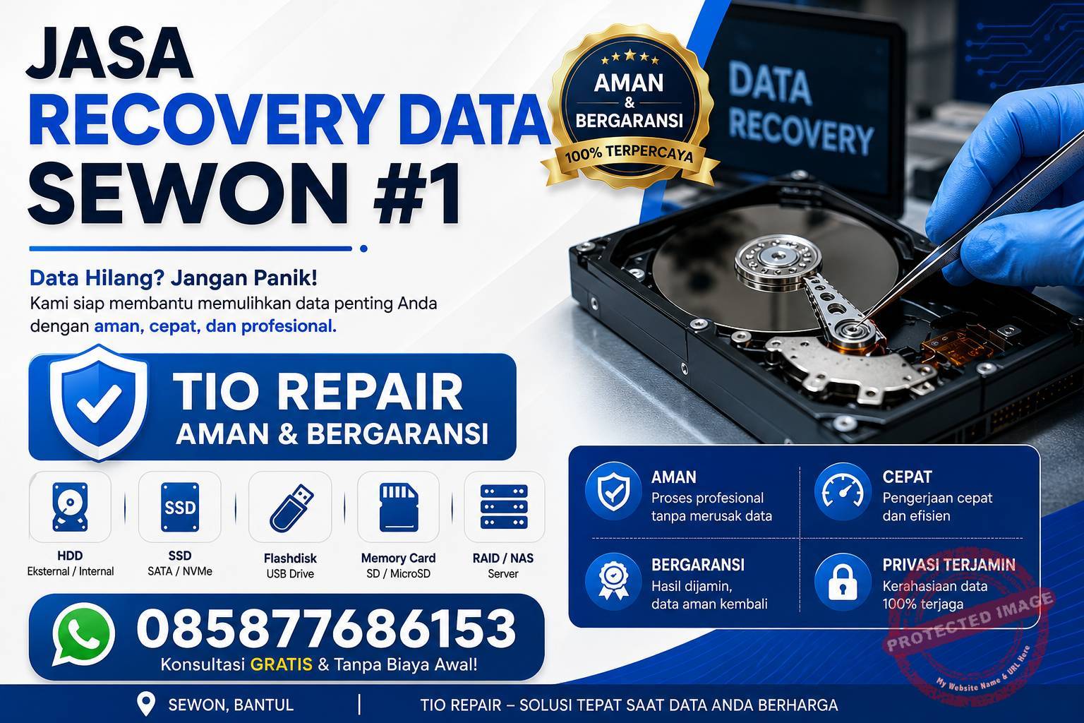 Jasa recovery data Sewon #1 Tio Repair layanan recovery laptop komputer harddisk flashdisk Bantul