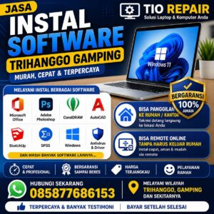 Jasa instal software Trihanggo Gamping murah cepat dan terpercaya oleh Tio Repair bisa panggilan dan remote online