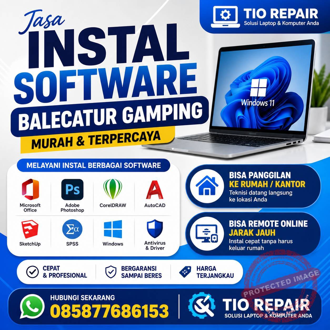 Jasa instal software Balecatur Gamping murah dan terpercaya oleh Tio Repair bisa panggilan dan remote online