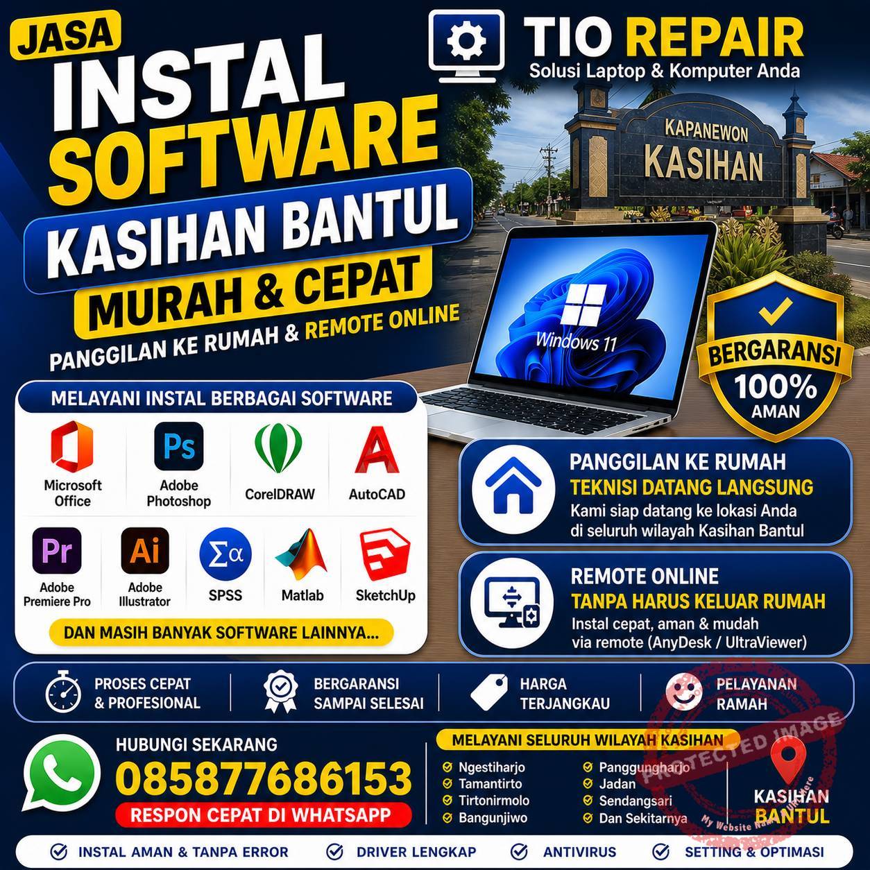Jasa instal software Kasihan Bantul murah dan cepat oleh Tio Repair bisa panggilan dan remote online terpercaya