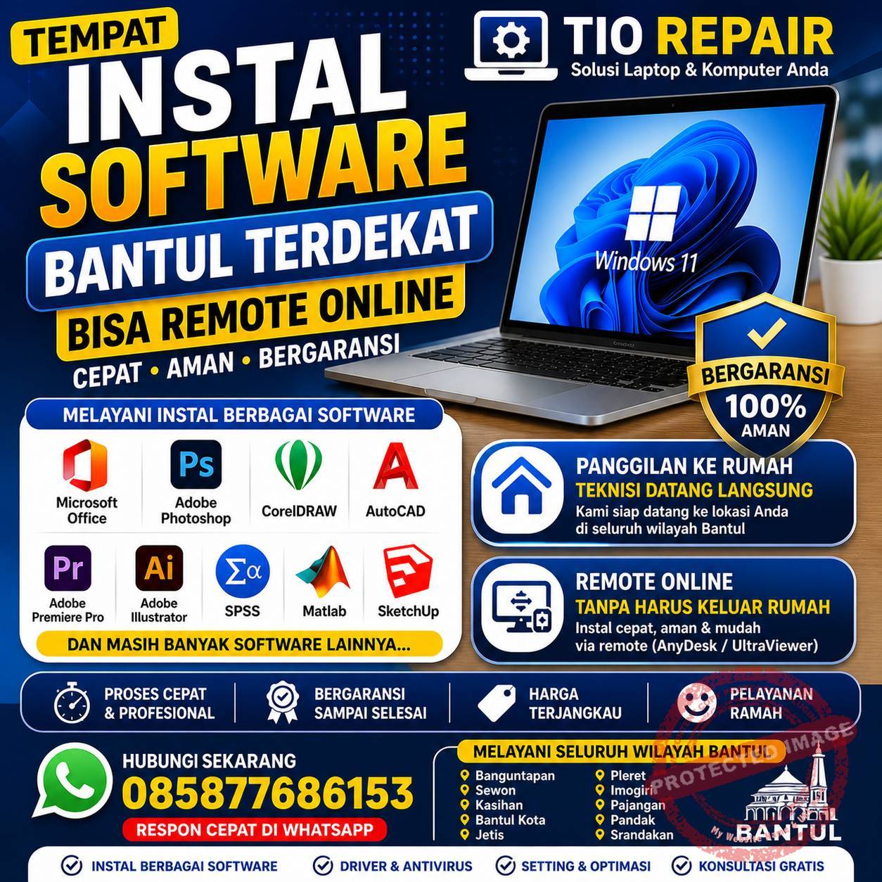 Tempat instal software Bantul terdekat bisa remote online murah cepat dan terpercaya oleh Tio Repair